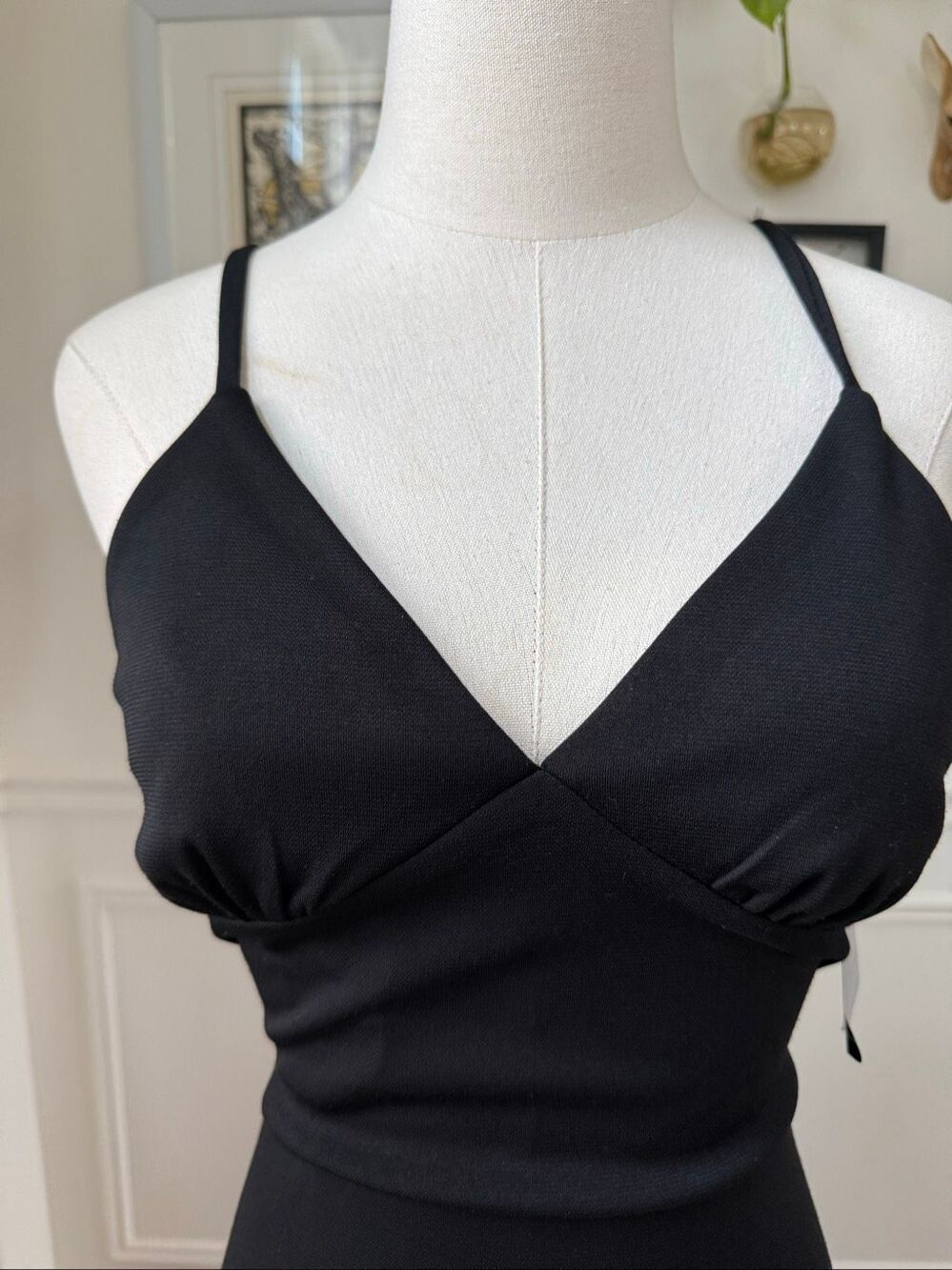 Vintage NWT NOS 90s City Triangles Black Slip Dress Gown M - Picture 2 of 8